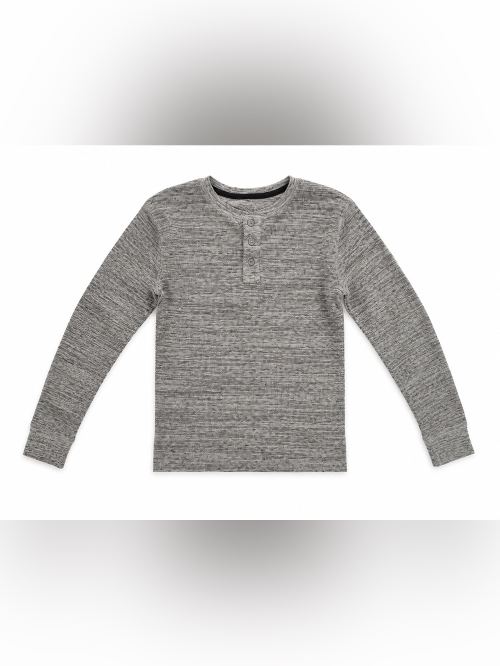 Boys' Long-Sleeve Henley Top - Gray 14/16